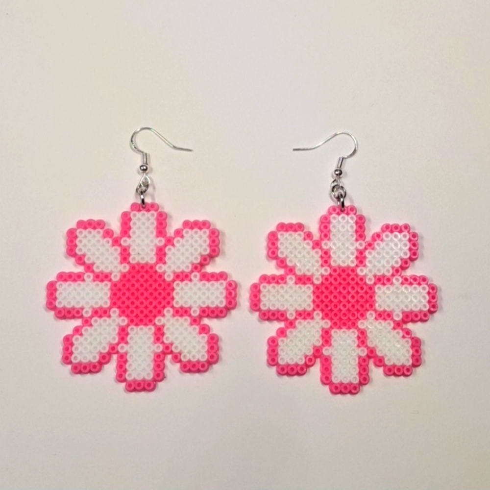 Handcrafted Pink Flower Earrings